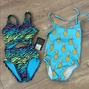 Colorful Zebra and Pineapple Swimsuit Set